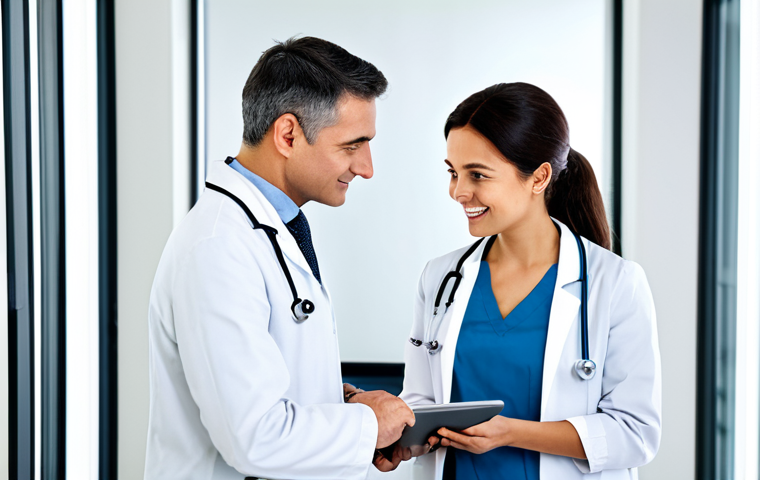 디지털 헬스케어의 글로벌 동향 - Personalized Health Consultation**
"A doctor in a modern, well-lit clinic, consulting with a fully ...