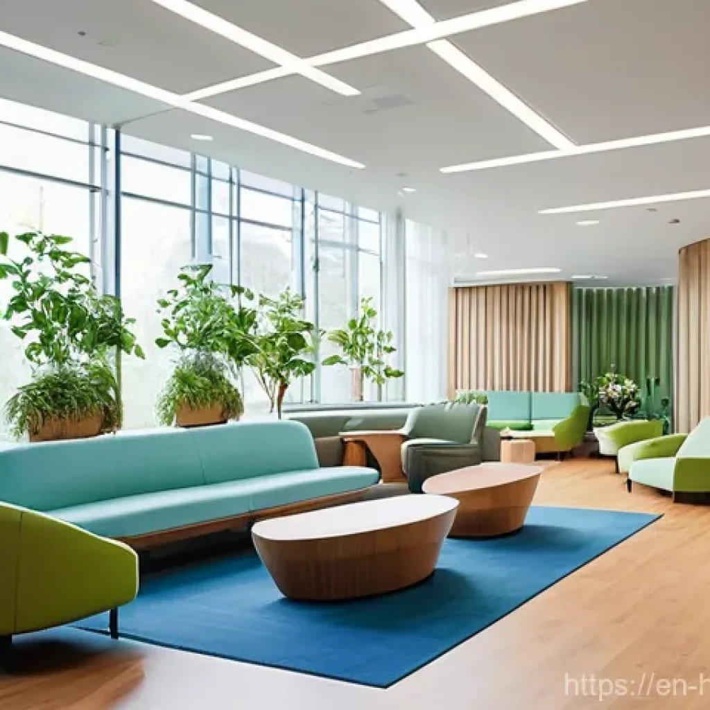 미래 의료 서비스의 디자인 혁신 - **Prompt 1: Serene Biophilic Hospital Waiting Area**
"A wide-angle shot of a modern, inviting ho...