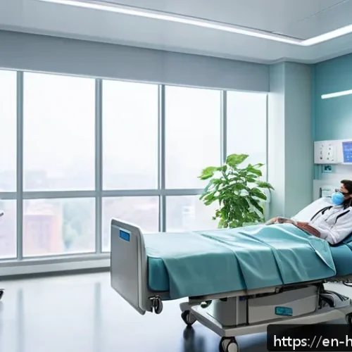 Home 26 미래를 위한 의료 인프라 구축 방안 - A futuristic hospital room featuring advanced AI integration: smart monitoring systems with digital ...
