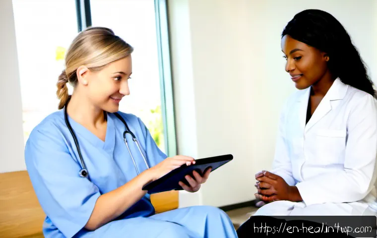 의료 시스템의 생태계 변화 - Photorealistic modern hospital care coordination scene, diverse physician, nurse, pharmacist, and pa...